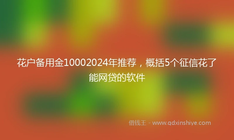 花户备用金10002024年推荐，概括5个征信花了能网贷的软件