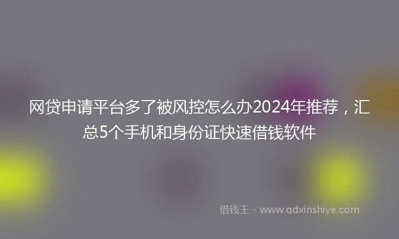 网贷申请平台多了被风控怎么办2024年推荐，汇总5个手机和身份证快速借钱软件