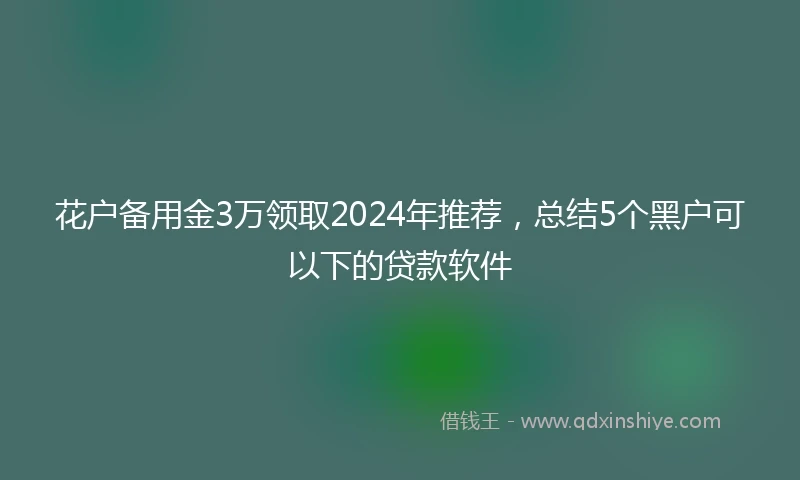 花户备用金3万领取2024年推荐，总结5个黑户可以下的贷款软件