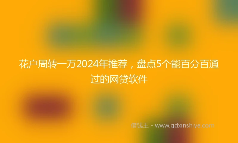 花户周转一万2024年推荐，盘点5个能百分百通过的网贷软件