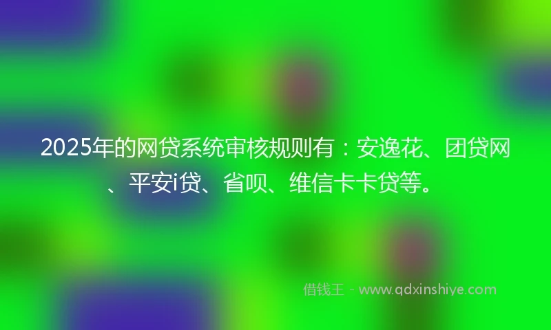 2025年的网贷系统审核规则有：安逸花、团贷网、平安i贷、省呗、维信卡卡贷等。