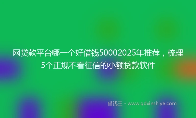 网贷款平台哪一个好借钱50002025年推荐,梳理5个正规不看征信的小额贷款软件