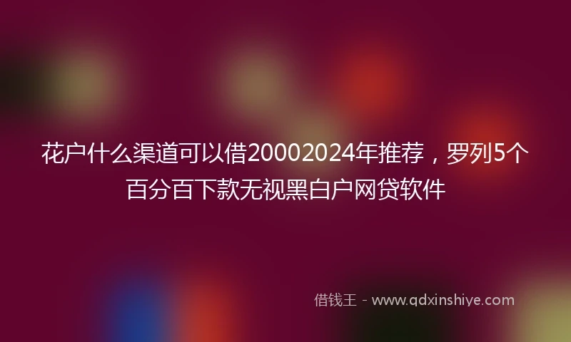 花户什么渠道可以借20002024年推荐，罗列5个百分百下款无视黑白户网贷软件