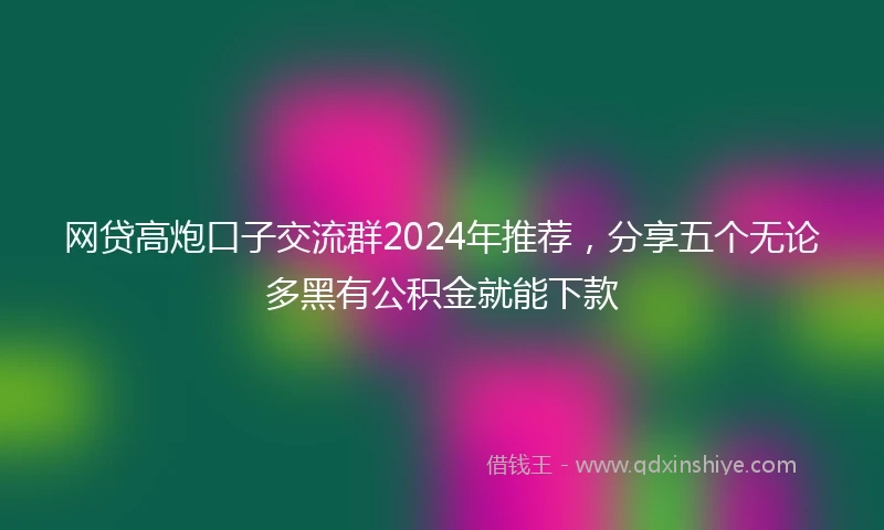 网贷高炮口子交流群2024年推荐，分享五个无论多黑有公积金就能下款