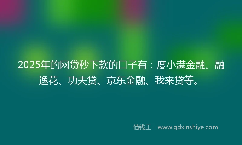 2025年的网贷秒下款的口子有：度小满金融、融逸花、功夫贷、京东金融、我来贷等。