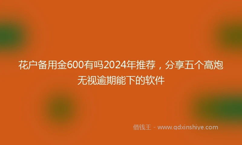花户备用金600有吗2024年推荐,分享五个高炮无视逾期能下的软件