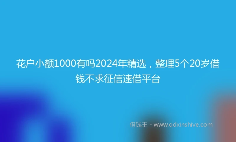 花户小额1000有吗2024年精选，整理5个20岁借钱不求征信速借平台