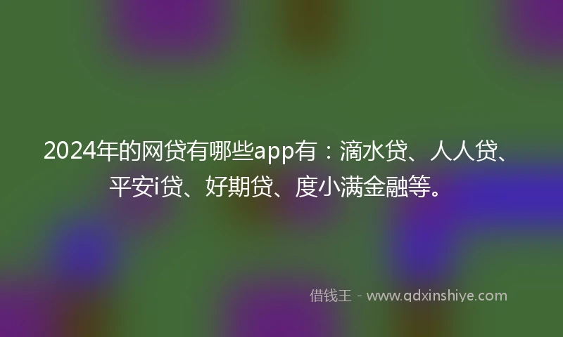 2024年的网贷有哪些app有：滴水贷、人人贷、平安i贷、好期贷、度小满金融等。