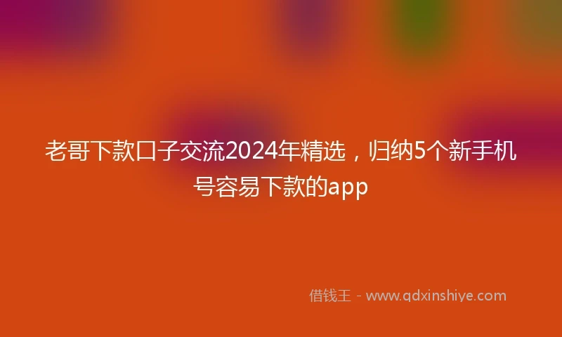 老哥下款口子交流2024年精选，归纳5个新手机号容易下款的app