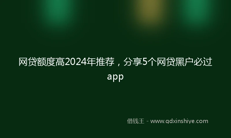 网贷额度高2024年推荐，分享5个网贷黑户必过app