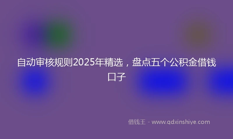 自动审核规则2025年精选，盘点五个公积金借钱口子