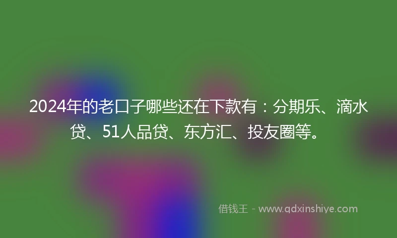 2024年的老口子哪些还在下款有：分期乐、滴水贷、51人品贷、东方汇、投友圈等。