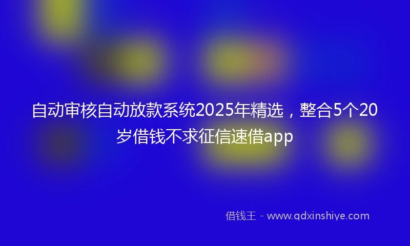 自动审核自动放款系统2025年精选，整合5个20岁借钱不求征信速借app