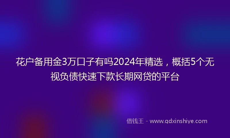 花户备用金3万口子有吗2024年精选，概括5个无视负债快速下款长期网贷的平台