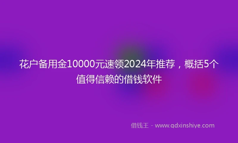 花户备用金10000元速领2024年推荐，概括5个值得信赖的借钱软件