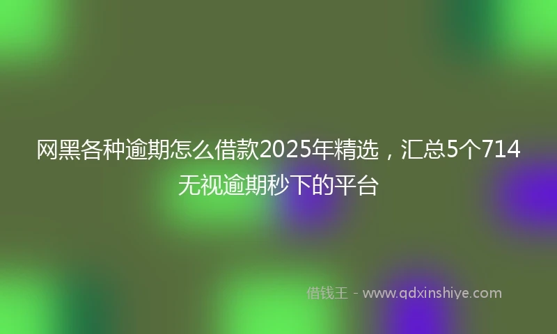 网黑各种逾期怎么借款2025年精选，汇总5个714无视逾期秒下的平台