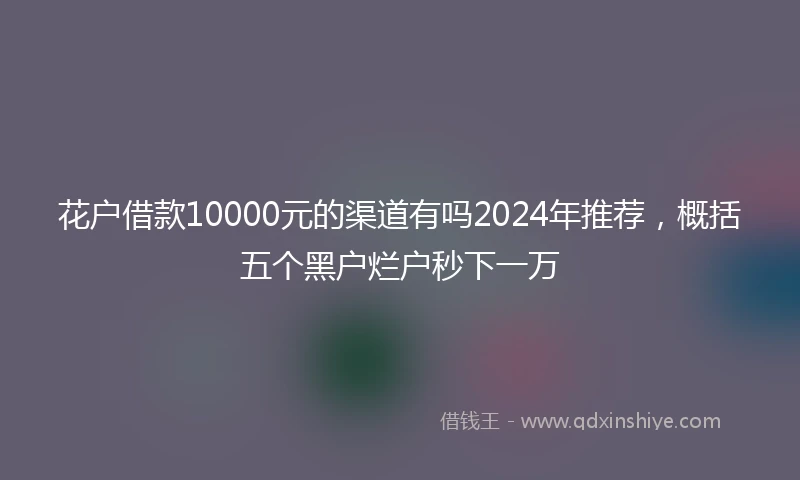 花户借款10000元的渠道有吗2024年推荐，概括五个黑户烂户秒下一万