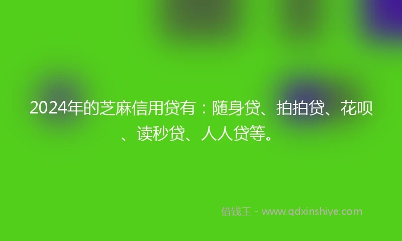 2024年的芝麻信用贷有：随身贷、拍拍贷、花呗、读秒贷、人人贷等。