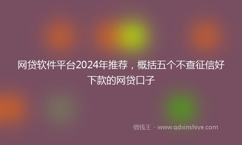 网贷软件平台2024年推荐，概括五个不查征信好下款的网贷口子