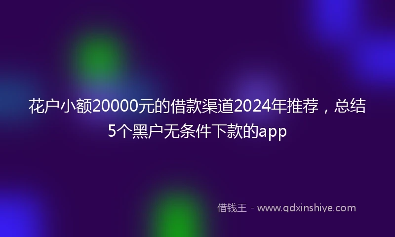 花户小额20000元的借款渠道2024年推荐,总结5个黑户无条件下款的app