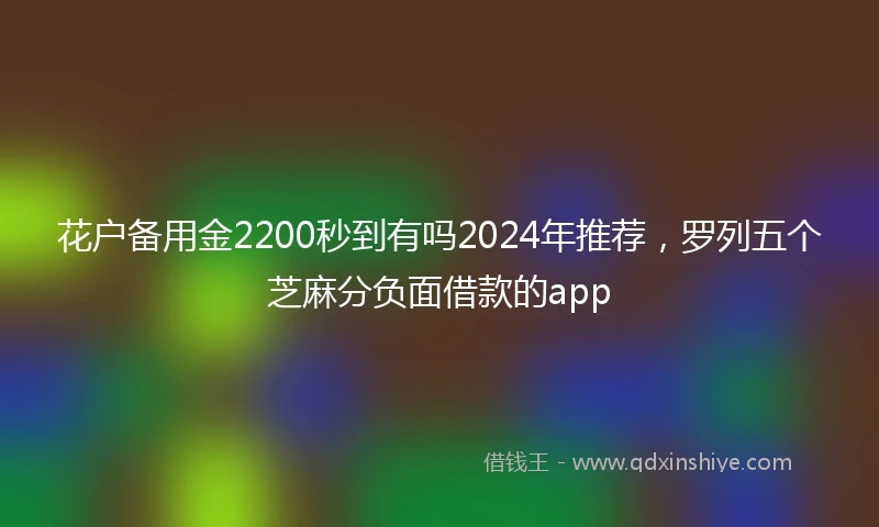 花户备用金2200秒到有吗2024年推荐，罗列五个芝麻分负面借款的app
