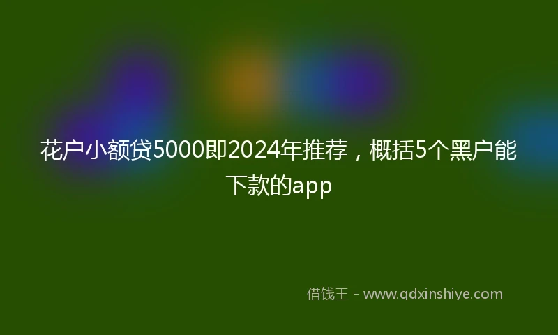 花户小额贷5000即2024年推荐，概括5个黑户能下款的app
