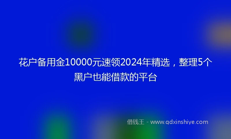花户备用金10000元速领2024年精选，整理5个黑户也能借款的平台