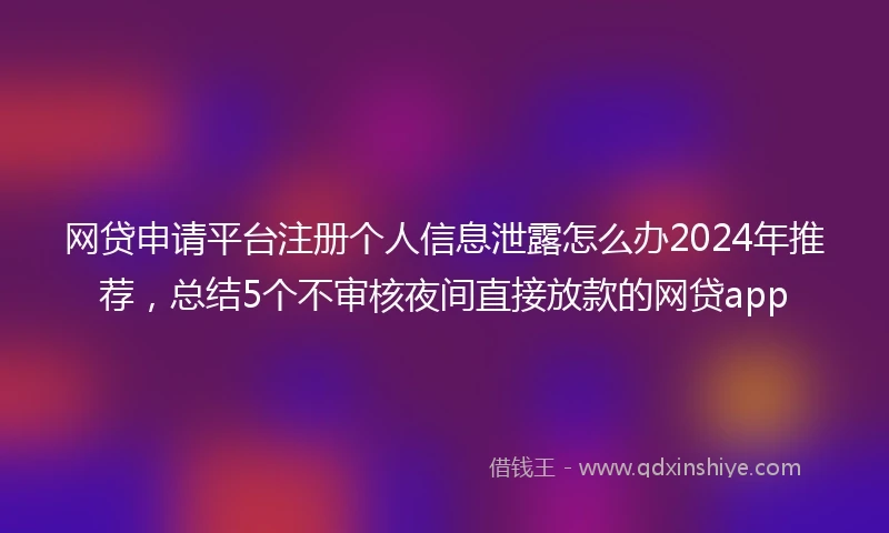 网贷申请平台注册个人信息泄露怎么办2024年推荐，总结5个不审核夜间直接放款的网贷app