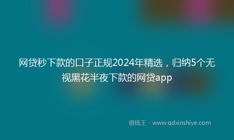 网贷秒下款的口子正规2024年精选，归纳5个无视黑花半夜下款的网贷app