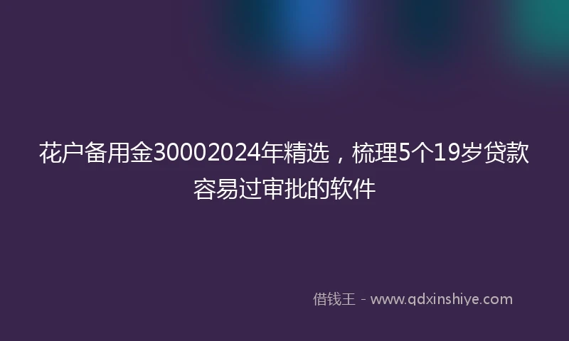花户备用金30002024年精选,梳理5个19岁贷款容易过审批的软件