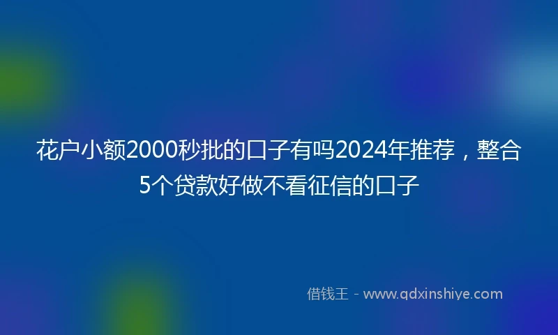 花户小额2000秒批的口子有吗2024年推荐，整合5个贷款好做不看征信的口子