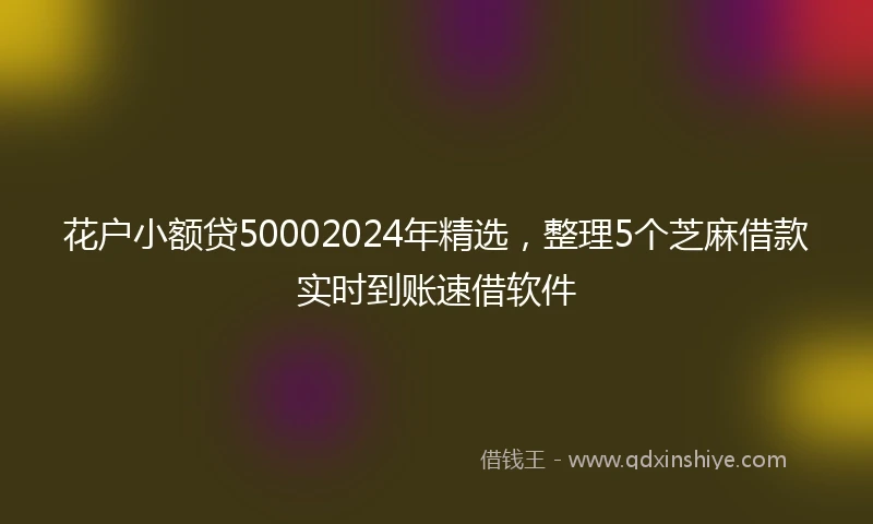 花户小额贷50002024年精选，整理5个芝麻借款实时到账速借软件