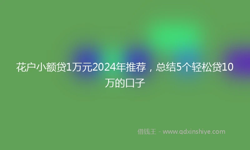 花户小额贷1万元2024年推荐，总结5个轻松贷10万的口子