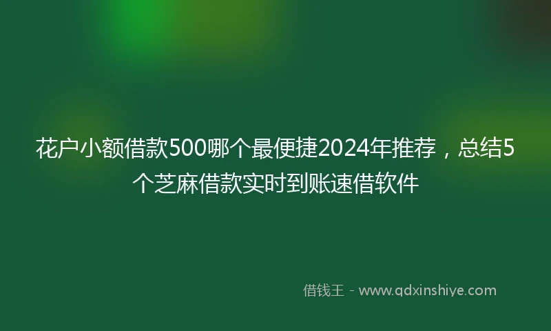 花户小额借款500哪个最便捷2024年推荐，总结5个芝麻借款实时到账速借软件