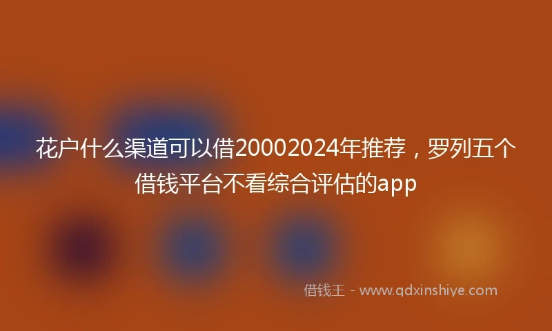花户什么渠道可以借20002024年推荐，罗列五个借钱平台不看综合评估的app