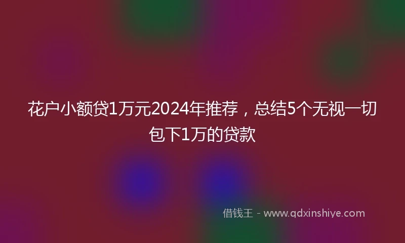 花户小额贷1万元2024年推荐，总结5个无视一切包下1万的贷款