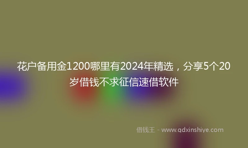 花户备用金1200哪里有2024年精选，分享5个20岁借钱不求征信速借软件