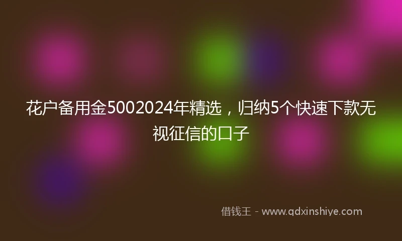 花户备用金5002024年精选，归纳5个快速下款无视征信的口子