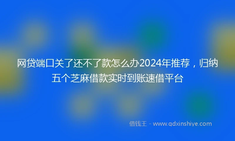 网贷端口关了还不了款怎么办2024年推荐，归纳五个芝麻借款实时到账速借平台