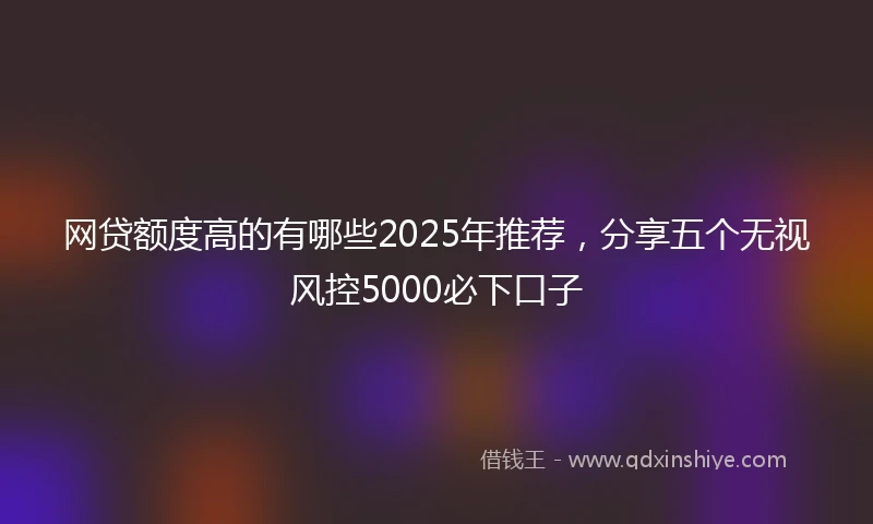 网贷额度高的有哪些2025年推荐，分享五个无视风控5000必下口子