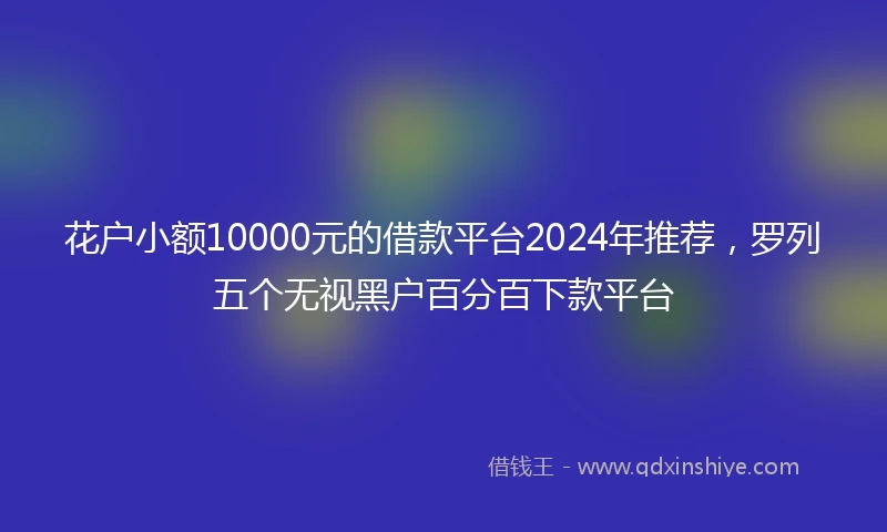 花户小额10000元的借款平台2024年推荐，罗列五个无视黑户百分百下款平台