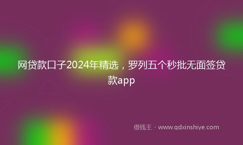 网贷款口子2024年精选，罗列五个秒批无面签贷款app