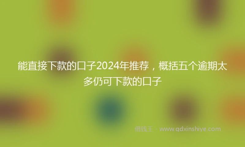能直接下款的口子2024年推荐，概括五个逾期太多仍可下款的口子
