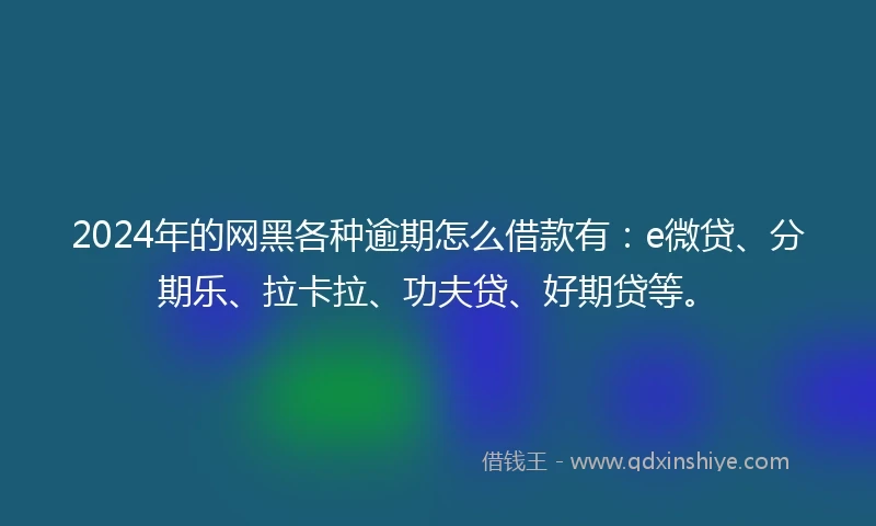 2024年的网黑各种逾期怎么借款有：e微贷、分期乐、拉卡拉、功夫贷、好期贷等。