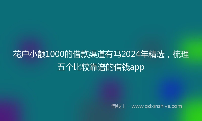 花户小额1000的借款渠道有吗2024年精选，梳理五个比较靠谱的借钱app