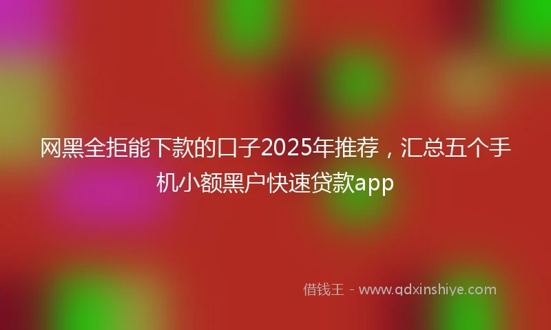 网黑全拒能下款的口子2025年推荐，汇总五个手机小额黑户快速贷款app