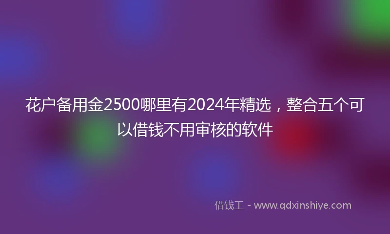 花户备用金2500哪里有2024年精选，整合五个可以借钱不用审核的软件
