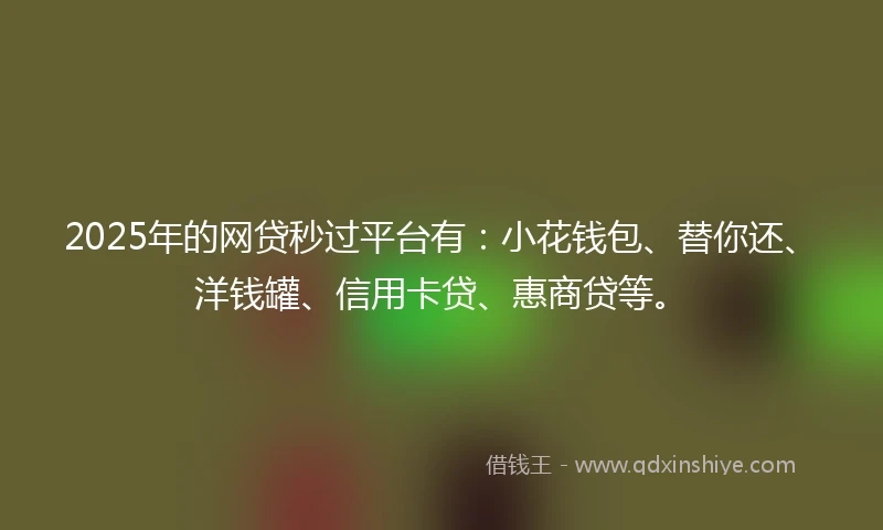 2025年的网贷秒过平台有：小花钱包、替你还、洋钱罐、信用卡贷、惠商贷等。