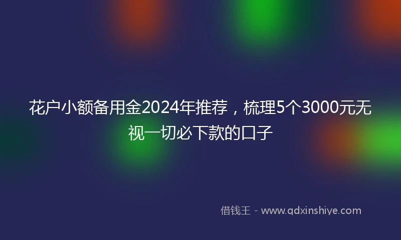 花户小额备用金2024年推荐，梳理5个3000元无视一切必下款的口子