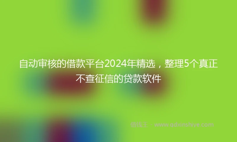 自动审核的借款平台2024年精选，整理5个真正不查征信的贷款软件